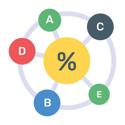 A petals chart with floral infographic, flat icon
