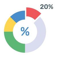 una infografía moderna que muestra un gráfico circular múltiple en un icono plano vector