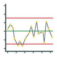 icono plano de gráfico de líneas, concepto de informe financiero vector