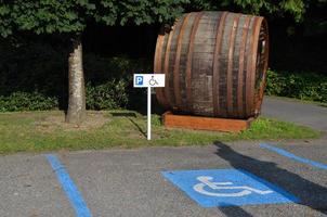 parking for handicapped with barrel photo