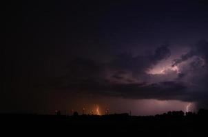 flash lightning and wind turbines photo