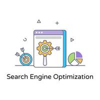 Search engine optimization flat outline vector