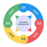 A modern infographic showing multi pie chart in flat icon vector