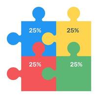 A puzzle chart icon in flat editable design vector