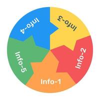 A modern infographic showing multi pie chart in flat icon vector