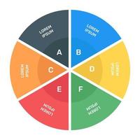 una infografía moderna que muestra un gráfico circular múltiple en un icono plano vector