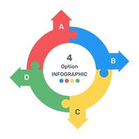 Business data representation through arrows infographic in flat icon vector