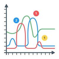 un icono plano de gráfico de líneas vector