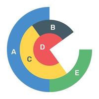 una infografía moderna que muestra un gráfico circular múltiple en un icono plano vector