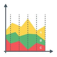 A layered graph icon in flat design vector