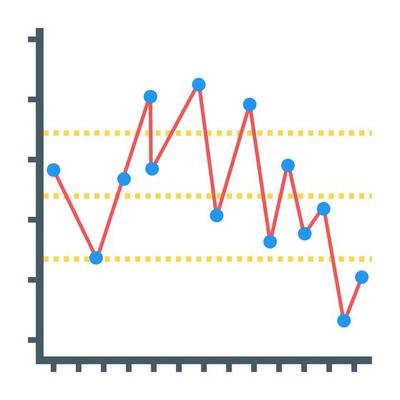 Flat icon of line graph, finance report concept