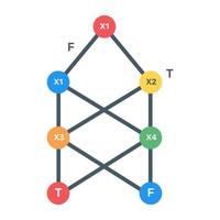 A binary tree diagram icon in flat design vector