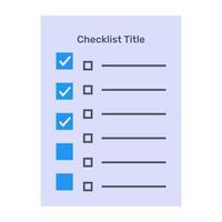 A flat vector of checklist template, editable design