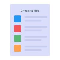 A flat vector of checklist template, editable design