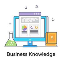 Editable flat outline design of business knowledge icon vector