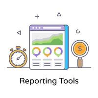 un icono de estilo moderno de herramientas de informes vector