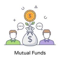 Conceptual flat outline design of mutual funds vector