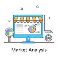 Market analysis flat outline vector, editable design vector