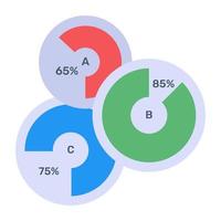 A modern infographic showing multi pie chart in flat icon vector