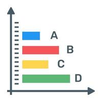 Horizontal bar chart flat icon design vector