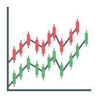 un icono plano de gráfico de líneas vector