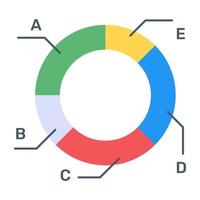 una infografía moderna que muestra un gráfico circular múltiple en un icono plano vector