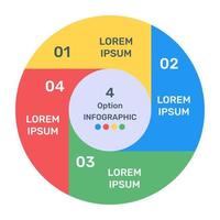 una infografía moderna que muestra un gráfico circular múltiple en un icono plano vector