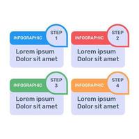 icono de infografía de etiquetas de paso en diseño plano vector