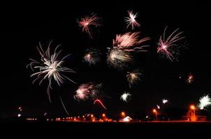 colorful fireworks in the night photo