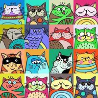 Adorable Doodle Pet Cat Community vector