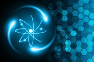 Dark Blue Shining atom scheme. illustration. Abstract Technology background for computer graphic vector