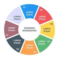 una infografía moderna que muestra un gráfico circular múltiple en un icono plano vector