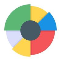 una infografía moderna que muestra un gráfico circular múltiple en un icono plano vector