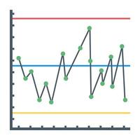 icono plano de gráfico de líneas, concepto de informe financiero vector