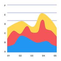 A flat icon of stacked area graph, editable design vector