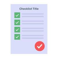 A flat vector of checklist template, editable design