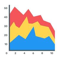 A flat icon of stacked area graph, editable design vector