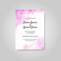 Wedding invitation with abstract watercolor background vector