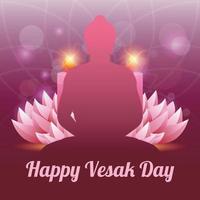 Vesak day with lotus flower and buddha illustration Premium Vector
