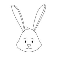 Bunny cute in doodle style, vector illustration. Rabbit animal graphic sketch, isolated element on a white background. Funny character for print and design. Easter holiday hand drawn from line