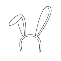 Bunny cute ears in doodle style, vector illustration. Rabbit animal graphic sketch, isolated element on a white background. Funny character for print and design. Easter holiday hand drawn from line