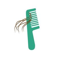 Hair loss woman problem. Female or male hair on comb. Vector illustration in flat style, isolated icon on white background. Alopecia symptom because of stress and viral disease.