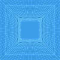 Grid room in perspective, vector illustration in 3d style. Indoor wireframe from blue lines, template interior square, digital empty box. Minimal background design