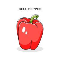 Hand drawn sweet bell pepper red color icon. Vector illustration isolated on white background in doodle style