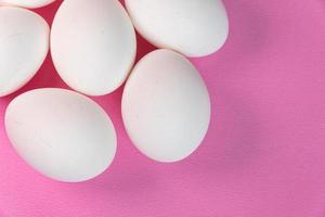 Eggs on the pink background photo