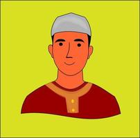 illustration of Muslim men, with a smile. yellow background . vector