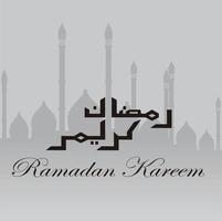 ramadán kareem caligrafía árabe. con un fondo de mezquita. textura gris diseño de concepto de ramadán vector