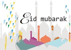 Islamic holiday greeting design with abstract mosque background vector