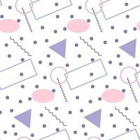 Seamless pattern in minimalistic geometric style. Pink, purple, grey and white colors. Memphis style retro print. Abstract doodle background. Endless design. Print for textile, fashion and decor vector