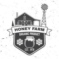 insignia de la granja de miel. vector. concepto para camisa, estampado, sello o camiseta. diseño de tipografía vintage con silueta de miel. diseño retro para el negocio de la granja de abejas melíferas vector